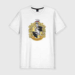 Футболка slim-fit Hufflepuff факультет университета Хогвартс с барсу, цвет: белый