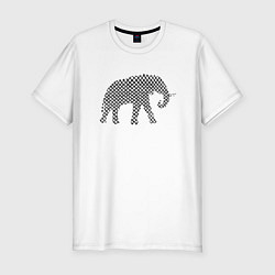 Футболка slim-fit Слон в шашечку графика, цвет: белый
