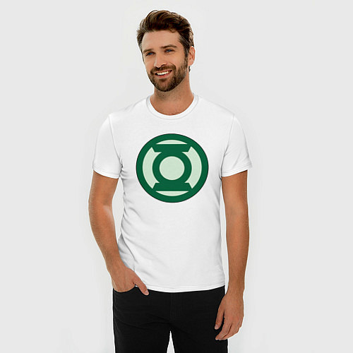 Мужская slim-футболка Green lantern logo / Белый – фото 3