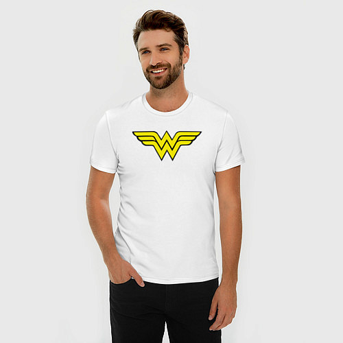 Мужская slim-футболка Wonder woman logo / Белый – фото 3