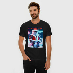 Футболка slim-fit Cyber new year - polar bear, цвет: черный — фото 2