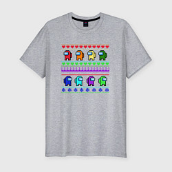 Футболка slim-fit Among Us - ornament ugly new year, цвет: меланж