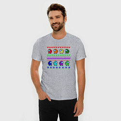 Футболка slim-fit Among Us - ornament ugly new year, цвет: меланж — фото 2