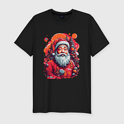Футболка slim-fit Санта Клаус, цвет: черный