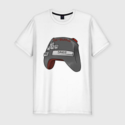Футболка slim-fit ПК-Боярин геймпад-клавиатура мем, цвет: белый