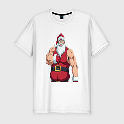 Футболка slim-fit Качок дед мороз, цвет: белый