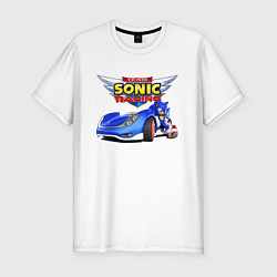 Футболка slim-fit Cool hedgehog - Sonic racing team, цвет: белый