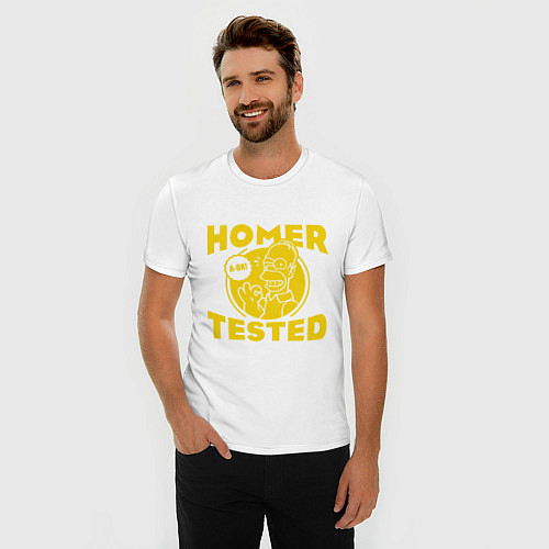 Мужская slim-футболка Homer tested / Белый – фото 3