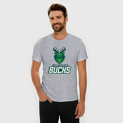 Футболка slim-fit Milwaukee Bucks NBA, цвет: меланж — фото 2