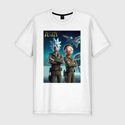 Футболка slim-fit Rick and Morty - air force нейроарт, цвет: белый