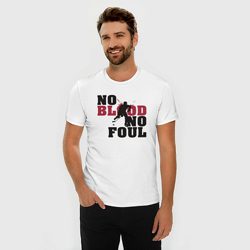 Мужская slim-футболка Хоккей - нет крови нет фола / Белый – фото 3