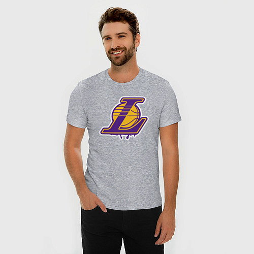 Мужская slim-футболка Lakers team / Меланж – фото 3