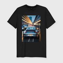 Футболка slim-fit Porsche 911 в городе, цвет: черный