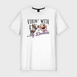 Футболка slim-fit Vibing with demons, цвет: белый