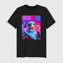 Футболка slim-fit Simpson new year - cyberpunk, цвет: черный