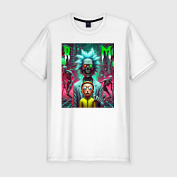 Футболка slim-fit Rick and Morty - horror fantasy, цвет: белый