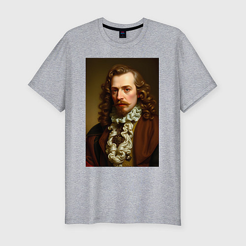Мужская slim-футболка Старинный портрет / Меланж – фото 1