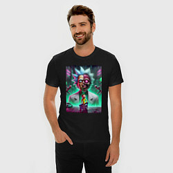 Футболка slim-fit Rick and Morty - neon skull, цвет: черный — фото 2