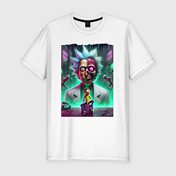 Футболка slim-fit Rick and Morty - neon skull, цвет: белый
