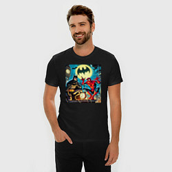 Футболка slim-fit Batman with Spider-man - ai art fantasy, цвет: черный — фото 2