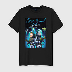 Футболка slim-fit Rick and Morty - space special forces, цвет: черный