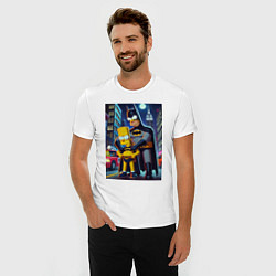 Футболка slim-fit Batsimpson with son Bart - ai art fantasy, цвет: белый — фото 2