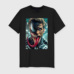 Футболка slim-fit Venom and Eddie - ai art fantasy, цвет: черный