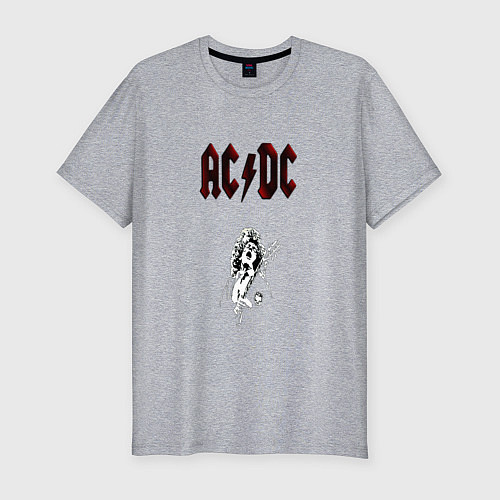 Мужская slim-футболка AcDc - roook / Меланж – фото 1