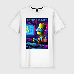 Футболка slim-fit Cyber Bart is an avid gamer, цвет: белый