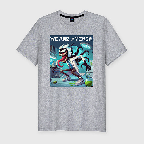 Мужская slim-футболка Rick and Venom - ai art fantasy / Меланж – фото 1