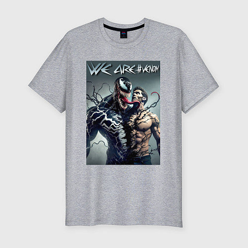 Мужская slim-футболка Eddie and Venom - ai art fantasy / Меланж – фото 1