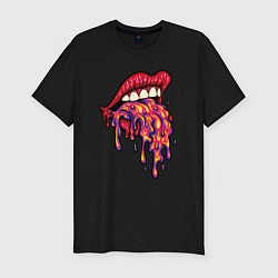 Футболка slim-fit Crazy lips, цвет: черный
