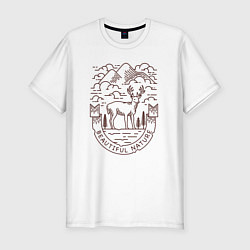 Футболка slim-fit Дикий и свободный олень, цвет: белый