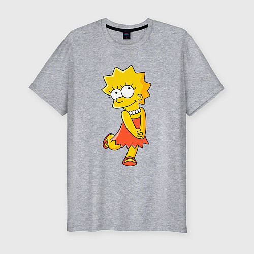 Мужская slim-футболка Lisa Simpson / Меланж – фото 1