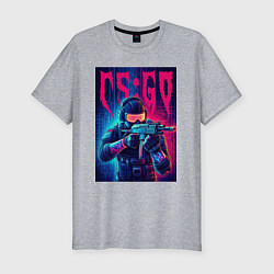 Футболка slim-fit Counter Strike go - neon glow, цвет: меланж