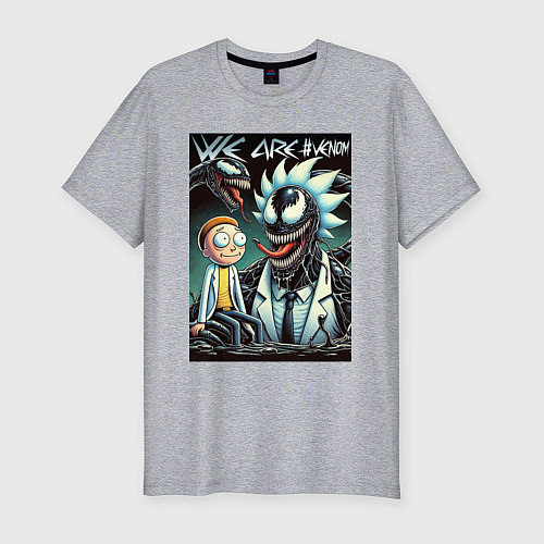 Мужская slim-футболка Morty and Rick - meme we are Venom / Меланж – фото 1