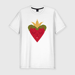 Футболка slim-fit Сердечко-клубника, цвет: белый