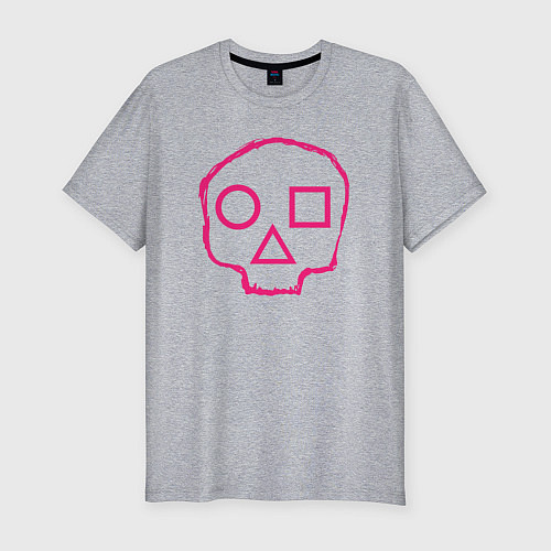 Мужская slim-футболка Череп - игра в кальмара / Меланж – фото 1