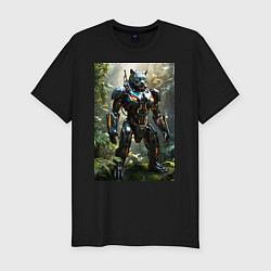 Футболка slim-fit Кибер-пантера вышла на охоту, цвет: черный