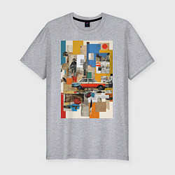 Футболка slim-fit Плакат с ретро автомобилем, цвет: меланж