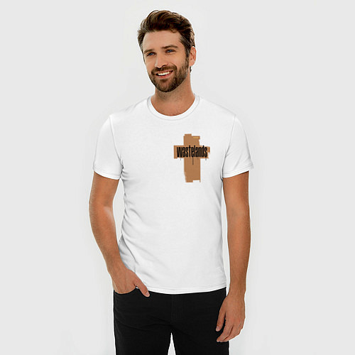 Мужская slim-футболка Grunge cross / Белый – фото 3