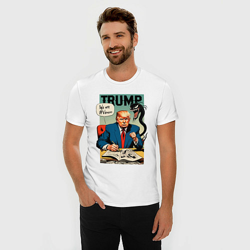 Мужская slim-футболка Trump - we are Venom meme / Белый – фото 3