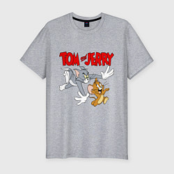 Футболка slim-fit Том и Джерри - погоня, цвет: меланж