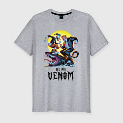 Футболка slim-fit Два Дональда на Веноме - мем, цвет: меланж