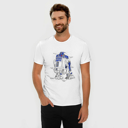 Мужская slim-футболка R2-D2 / Белый – фото 3