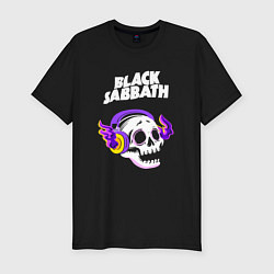 Футболка slim-fit Black Sabbath - неоновый череп, цвет: черный