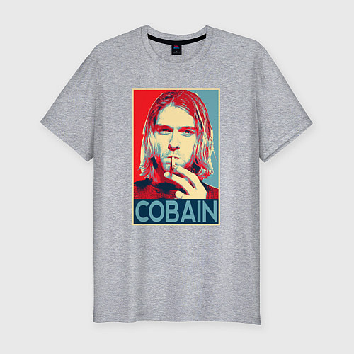 Мужская slim-футболка Кобейн нирвана рок / Меланж – фото 1