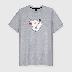 Футболка slim-fit Мультяшный кролик укусил для пары, цвет: меланж