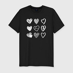 Футболка slim-fit Hearts love hand draw, цвет: черный