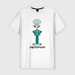 Футболка slim-fit Сквидворд игра в кальмара мем Спанч боб, цвет: белый